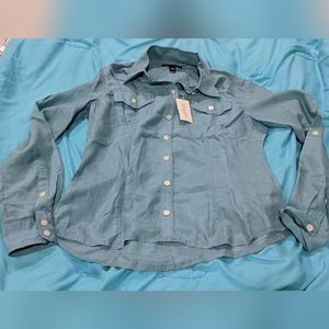 Turquoise button up top